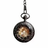 Ceas de buzunar MBrands Negru Auriu Skeleton Mecanic Vintage cu Lant + Cutie, Aliaj, Cadran Cifre Romane, Sticla Safir