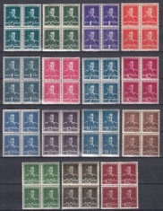 ROMANIA 1940/1942 LP 153 REGELE MIHAI I UZUALE FILIGRAN C.C. SERIA IN BLOC DE 4 TIMBRE MNH