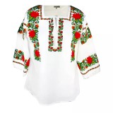 Cumpara ieftin Bluza Tip Ie Alba cu Motiv Floral Rosu - BMG25