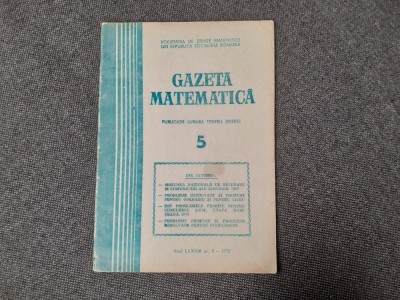 GAZETA MATEMATICA NR 5/1978 foto