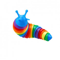 Jucarie senzoriala pentru copii, Flippy, melc, cu articulatii si lumini, 19 cm, multicolor