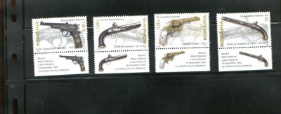 ROMANIA 2008 - ARME DE FOC DIN MUZEUL MILITAR- SERIE CU TABS, MNH - LP 1794 foto