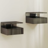 HOMCOM Set de 2 Noptiere Moderne Suspendate pentru Dormitor cu Sertar și Raft, 35x32x22,5 cm, Negru Lucios | Aosom Romania