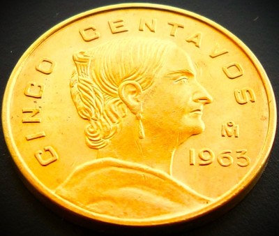 Moneda 5 CENTAVOS - MEXIC, anul 1963 *cod 3134 = UNC luciu de batere foto