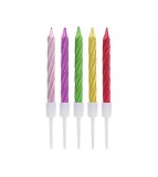 Set 10 buc lumanari decorative tort, culori mixte metalice 8 cm