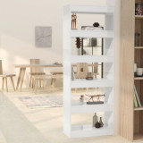 Bibliotecă/Separator cameră alb extralucios, 60x30x166 cm PAL, vidaXL