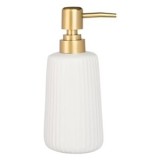 Dozator Ceramic Alb cu Dungi pentru Sapun Lichid 340ml, CMCLASS