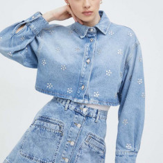 MSGM cămașă jeans femei, cu guler clasic, regular 3641MDE234X.247272