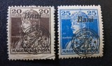 Transilvania / Ocupația Rom&acirc;nă (Debrecen) 1919 - 2 Mărci Poștale Regele Carol al IV-lea cu Supratipar "Regatul Rom&acirc;niei" Garantate BODOR - Cod: -TG1
