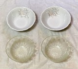 lot de 4 patru boluri mari sticla+portelan