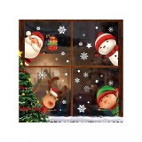 Cumpara ieftin Sticker Perete Autocolant Mos Craciun, Spiridus si Om de Zapada, 4 buc, 35x25cm, model Geam - 10713