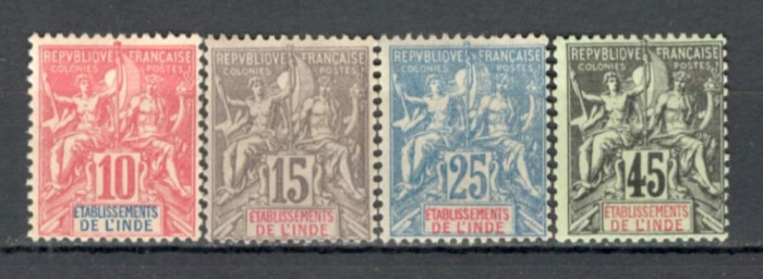 India Franceza.1900 Alegorie 4 buc. SI.951