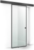 Usa glisanta Boss &reg; Black, model Confort negru, 60x215 cm, sticla 8 mm Gri securizata, glisanta in ambele directii, Modern Glass Art
