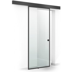 Usa glisanta Boss &reg; Black, model Confort negru, 60x215 cm, sticla 8 mm Gri securizata, glisanta in ambele directii