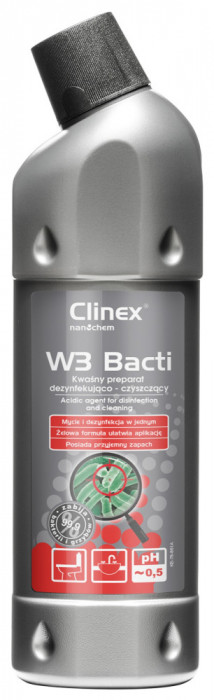 Clinex W3 Bacti, 1 Litru, Solutie Pentru Curatare Si Dezinfectare Diverse Suprafete