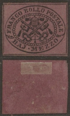 Italy Papal State 1852 Coat of arms 1/2 BAJ Mi.1d MNG AM.563 foto