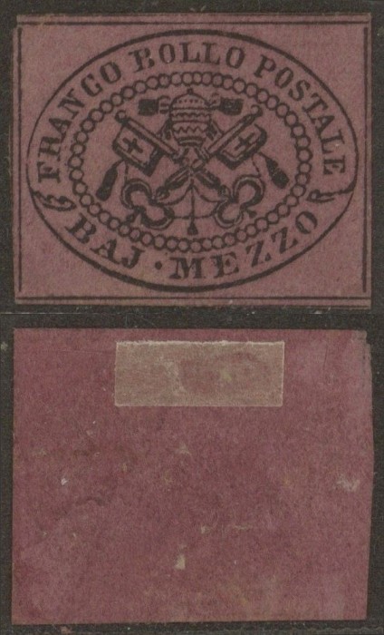 Italy Papal State 1852 Coat of arms 1/2 BAJ Mi.1d MNG AM.563