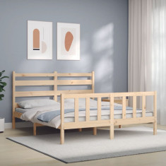 vidaXL Cadru de pat cu tăblie, 160x200 cm, lemn masiv
