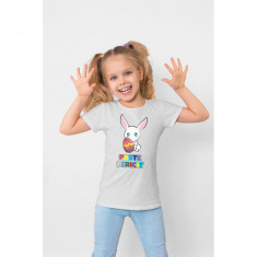 Tricou personalizat copil "PASTE FERICIT BEBE IEPURAS", Alb, Bumbac