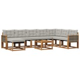 vidaXL Set de canapele de exterior 9 pcs Natural și Gri deschis 3382155