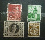 Lot 4 Timbre Vechi WW2 Germania al Treilea Reich 1938-1943 - Hitler, Lublin, Dienstmarke -A228