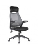 Scaun directorial HM Solaris, Mesh, Cadru Polipropilena, Inaltime ajustabila, Sistem de balansare, Cu tetiera, 110 kg, 124x58x62 cm, gri