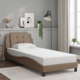 vidaXL Cadru de pat cu tăblie, cappuccino, 90x190 cm, piele ecologică
