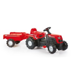 Tractor cu pedale si remorca, Rosu, 52x144x45 cm - DOLU foto