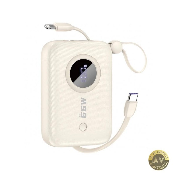 Baterie Externa Dudao K14 10000mAh 66W QC + PD 1 x USB-A - 1 x USB-C Bej