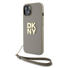 Husa iPhone 15 DKNY Hardcase Wrist Strap Stock Logo, maro, DKHCP15SPBSWSE