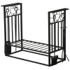 Suport lemne semineu pentru interior/exterior, metalic, negru, cu 4 accesorii, baza inaltata, 75x30x60 cm, ART