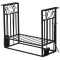 Suport lemne semineu pentru interior/exterior, metalic, negru, cu 4 accesorii, baza inaltata, 75x30x60 cm