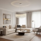 Candelabru din Cristal VOLNA Eleganza 102W, 50 cm, Alb, LED 3 Culori