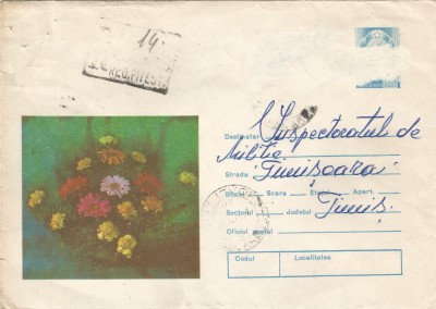 Romania, Flori, plic circulat intern, 1979 foto
