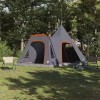 VidaXL Cort Teepee pentru 5 Persoane cu acoperiș Gri și Portocalie 42004001
