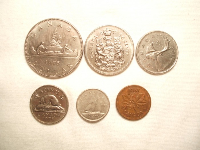 TIPOLIGIE COMPLETA DE MONEDE CANADA 1975 / CALITATE