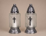 Candela funerara din sticla cu cruce, 20 ore ardere, 24 cm