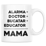 Cana alba personalizata &quot;Alarma, doctor, bucatar, educator, mama&quot;, INOVATIX&reg;. 330ml, Oem