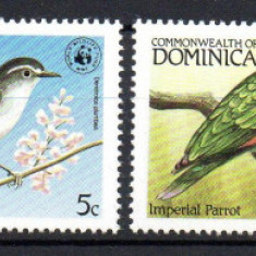 DOMINICA 1984, Fauna, WWF, Pasari, serie neuzată, MNH