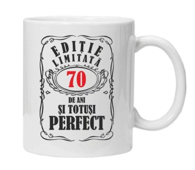 Cana alba personalizata &amp;quot;editie limitata&amp;quot;, 70 ani, INOVATIX&amp;reg;. 330ml foto