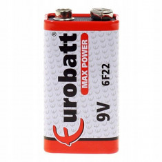 Baterie universala 9V Eurobatt Max Power, 9V, 6F22, 0% mercur