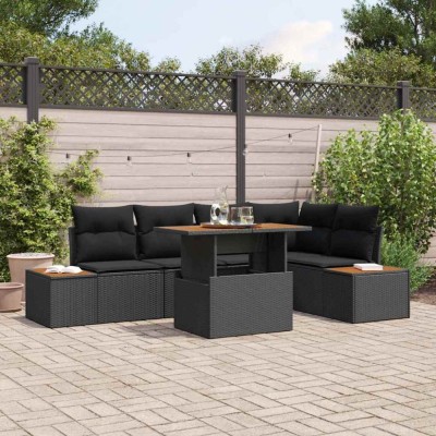 vidaXL Set de masă pentru grădină 6 pcs Negru și Maro 100 x 55 x 73 cm 3350070 foto