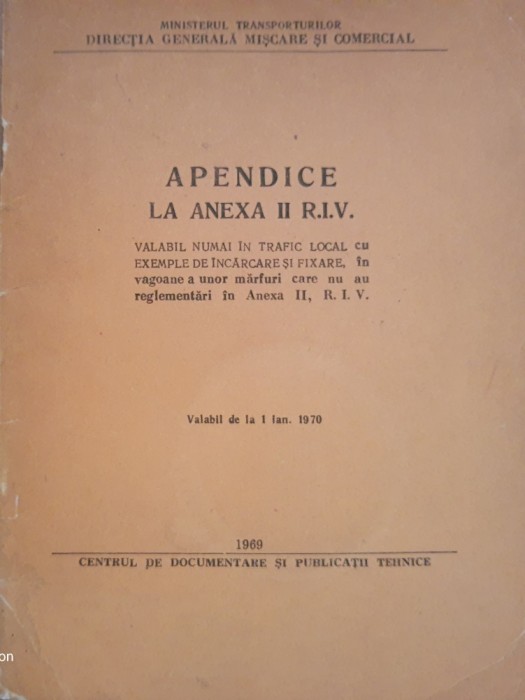 Apendice la Anexa II RIV valabil numai &icirc;n trafic local