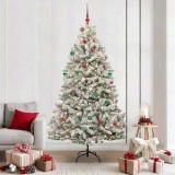 VidaXL Brad de Crăciun artificial Verde și alb 210 cm PVC și Metal 3395765