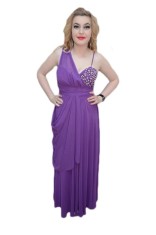 Rochie rafinata cu aspect de stil grecesc, culoare mov deschis foto