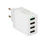 Incarcator rapid de perete QC 3.0, 30W, 5.4A, 4xUSB, Blow 11760, 100-240V, alb