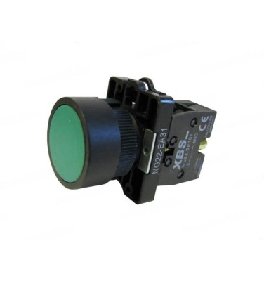Buton verde simplu fara lumina cu revenire pentru tablouri electrice 1NO 6A 230V foto