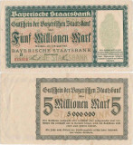 1923 (1 VIII), 5.000.000 mark (Grabowski BAY.220a) - Germania (M&uuml;nchen)!