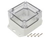 Carcasa universala KRADEX ABS, IP67, Gri Deschis, 90x90x60 mm, Policarbonat Transparent