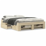 VidaXL Cadru de pat, stejar sonoma, 135x190 cm, lemn prelucrat